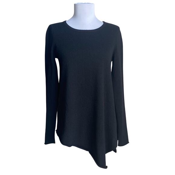 Saks Fifth Avenue Sweaters - SAKS FIFTH AVENUE 100% Cashmere Asymmetric Tunic Sweater SZ S Black Luxury Boho